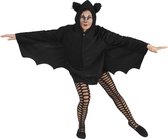 Funny Fashion - Vleermuis Kostuum - Snoezelige Zwarte Cape - Vrouw - Zwart - Maat 44-46 - Halloween - Verkleedkleding