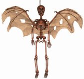Halloween - Horror decoratie hangend skelet LED licht met vleugels 65 cm - Halloween thema versiering poppen