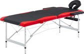 Everest Massagetafel inklapbaar 2 zones aluminium zwart en rood