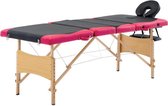 Everest Massagetafel inklapbaar 4 zones hout zwart en roze