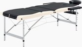 Everest Massagetafel inklapbaar 3 zones aluminium zwart en beige