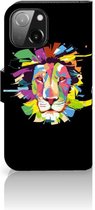 GSM Hoesje Geschikt voor iPhone 13 Mini Book Cover Lion Color