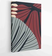 Canvas schilderij - Botanical wall art vector set. Earth tone boho foliage line art drawing with abstract shape. 3 -    – 1843215844 - 115*75 Vertical
