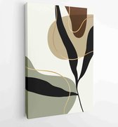 Canvas schilderij - Luxury botanical golden Texture wall art vector set. Marble art design with abstract shape and gold pattern. 1 -    – 1843002340 - 80*60 Vertical