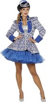 Wilbers - Dans & Entertainment Kostuum - Kobalt Blauwe Show Jas Opera Vrouw - blauw - Maat 36 - Carnavalskleding - Verkleedkleding