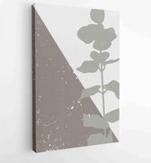 Canvas schilderij - Foliage line art drawing with abstract shape. Abstract Eucalyptus and Art design for print, cover, wallpaper, Minimal and natural wall art.  1 -    – 1823785556