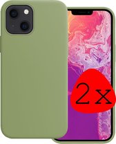 iPhone 13 Hoesje Silicone Case - iPhone 13 Case Groen Siliconen Hoes - iPhone 13 Hoes Cover - Groen - 2 Stuks