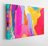 Canvas schilderij - Original oil painting on canvas. Abstract art background. It was part of a work of art. Paint brushes. Modern Art. Contemporary art. Colorful texture. thick pai