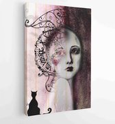 Canvas schilderij - Abstract illustrated beautiful woman  watercolor illustration -  Productnummer 117804499 - 80*60 Vertical