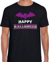 Halloween - Vleermuis / happy halloween verkleed t-shirt zwart voor heren - horror shirt / kleding / kostuum L