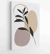 Canvas schilderij - Botanical wall art vector set. Floral and Foliage line art drawing with abstract shape. 4 -    – 1810230217 - 80*60 Vertical