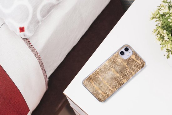 Coque iPhone 11 - Imprimé serpent - Or - Marron - Siliconen