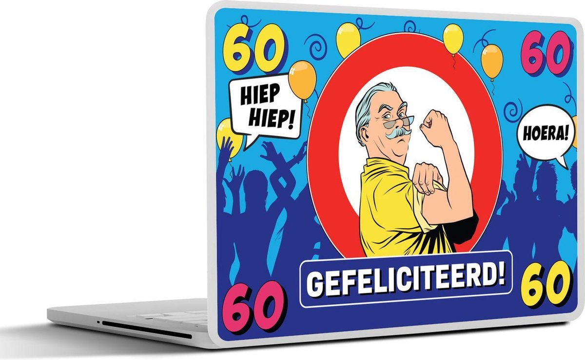 Laptop sticker - 15.6 inch - Verjaardag - 60 Jaar - Ballonnen - 36x27,5cm - Laptopstickers - Laptop skin - Cover