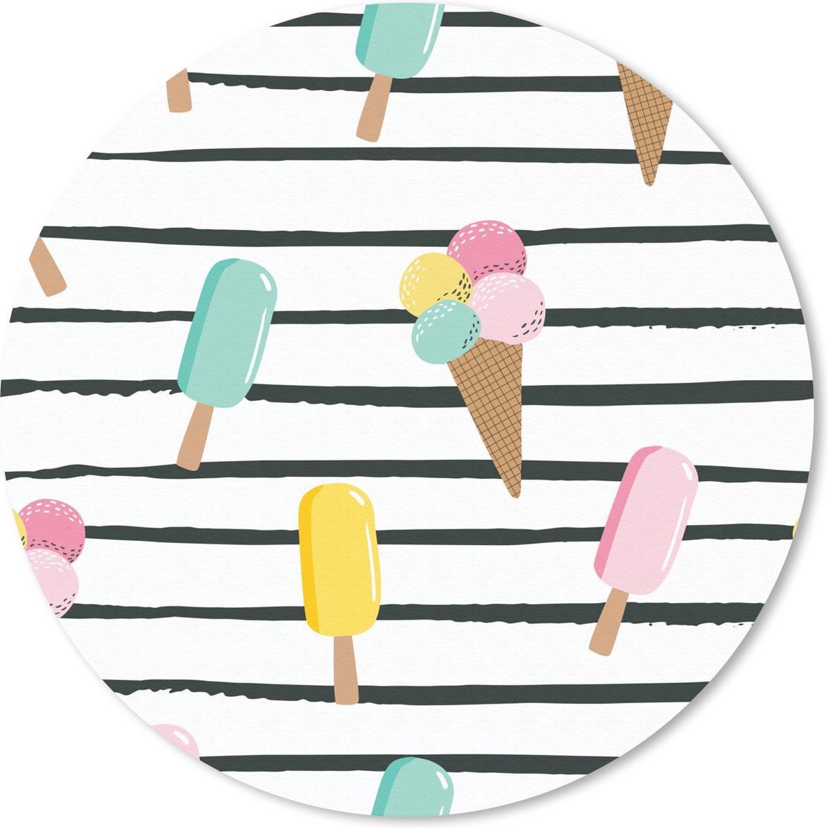 Muismat rond 20x20 cm - Mousepad IJs - Zomer - Patroon - Ronde muismatten