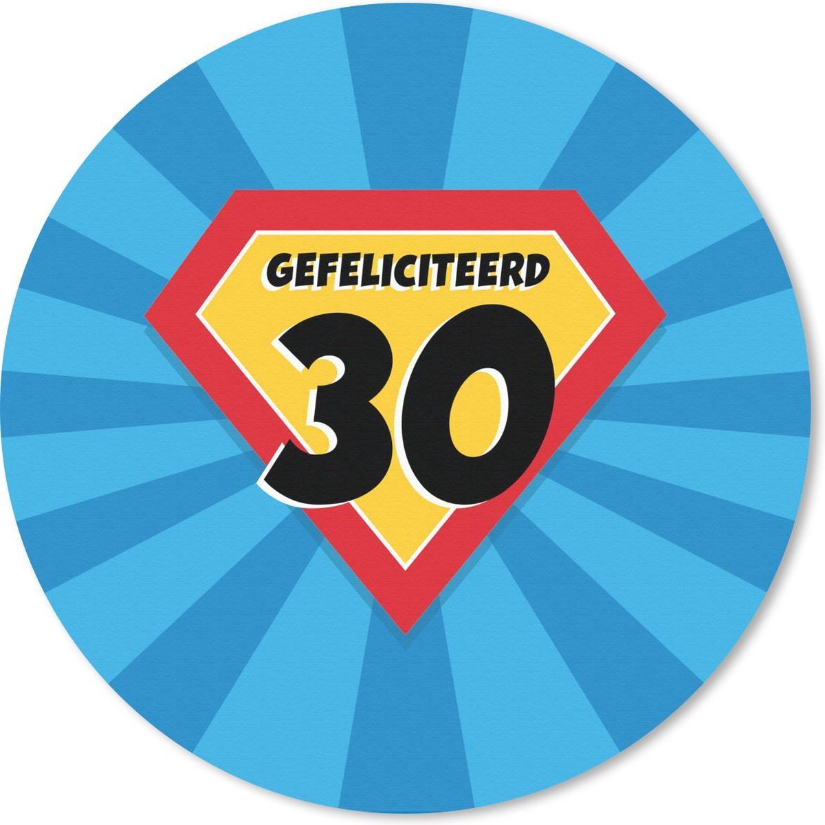 Muismat rond 20x20 cm - Mousepad 30 jaar verjaardag - Feest - Cape - Ronde muismatten