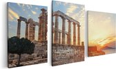 Artaza Canvas Schilderij Drieluik Tempel van Poseidon in Athene, Griekenland - 120x60 - Foto Op Canvas - Canvas Print