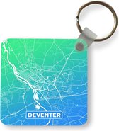 Sleutelhanger - Uitdeelcadeautjes - Stadskaart - Deventer - Groen - Blauw - Plastic