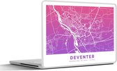 Laptop sticker - 10.1 inch - Stadskaart - Deventer - Paars - Roze - 25x18cm - Laptopstickers - Laptop skin - Cover