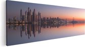 Artaza Canvas Schilderij Skyline Dubai Stad bij Zonsondergang - 120x40 - Groot - Foto Op Canvas - Canvas Print