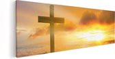Artaza Canvas Schilderij Kruis van Jezus Christus bij Zonsondergang - 120x40 - Groot - Foto Op Canvas - Canvas Print