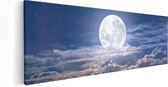 Artaza Canvas Schilderij Volle Maan bij het Water - 60x20 - Foto Op Canvas - Canvas Print