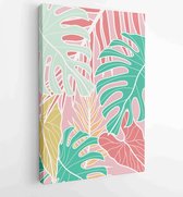 Canvas schilderij - Summer tropical wall arts vector. Palm leaves, coconut leaf, monstera leaf, line arts 4 -    – 1922510714 - 80*60 Vertical