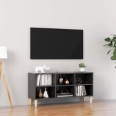 Tv-meubel met houten poten 103,5x30x50 cm hoogglans grijs