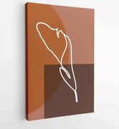 Canvas schilderij - Palm leaves wall art vector set. Earth tone boho foliage line art drawing with abstract shape. 2 -    – 1870962295 - 50*40 Vertical