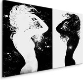 Schilderij - Vrouwen silhouet, zwart/wit, 4 maten, premium print