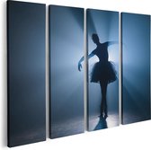 Artaza Canvas Schilderij Vierluik Ballerina Silhouet - Ballet - 80x60 - Foto Op Canvas - Canvas Print
