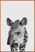 JUNIQE - Poster met kunststof lijst Tapir Classic -13x18 /Wit & Zwart