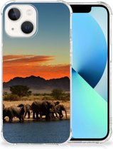 Bumper Hoesje iPhone 13 Telefoonhoesje  met doorzichtige rand Olifanten