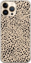 iPhone 13 Pro Max hoesje siliconen - Stippen bruin abstract | Apple iPhone 13 Pro Max case | TPU backcover transparant