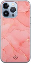 iPhone 13 Pro hoesje siliconen - Marmer roze | Apple iPhone 13 Pro case | TPU backcover transparant