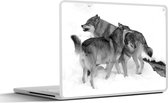 Laptop sticker - 15.6 inch - Europese wolven - zwart wit - 36x27,5cm - Laptopstickers - Laptop skin - Cover