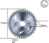 110x20mm / 4x40T Cirkelzaagblad Hout