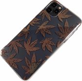 Apple iPhone 11 Pro - Silicone blad zacht hoesje Amy transparant brons - Geschikt voor