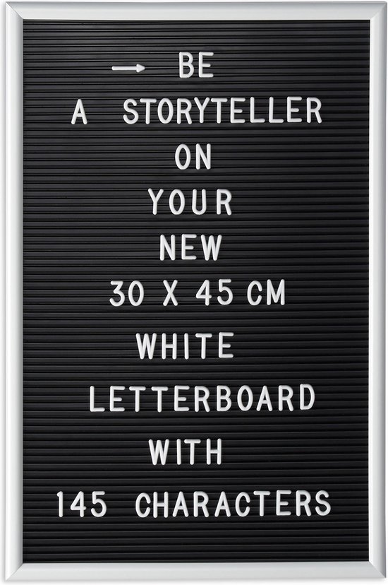 Relaxdays letterbord 30x45 - 145 tekens - decoratie - letter board - bord voor letters - wit
