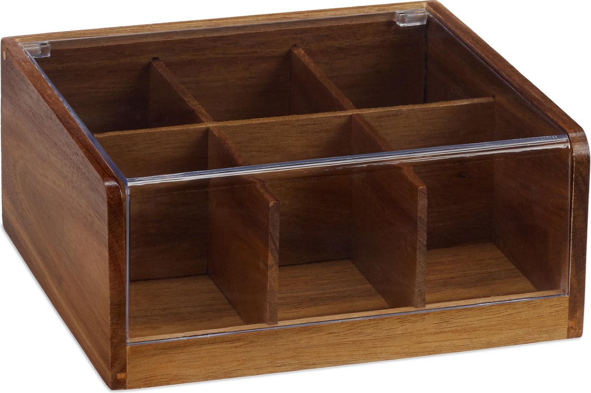 Theedoos - Theekist - Zwart - 6 vakken - 43 x 9 x 8.7 cm Theedoos - Theekist - Zwart - 6 vakken - 43 x 9 x 8.7 cm