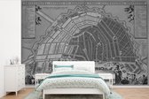 Behang - Fotobehang Stadskaart - Amsterdam - Vintage - Breedte 450 cm x hoogte 300 cm - Plattegrond