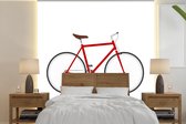 Behang - Fotobehang Een zijaanzicht van een van een rode fiets - Breedte 280 cm x hoogte 280 cm