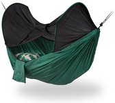 Relaxdays Hangmat met klamboe - outdoor hangmat - met muggennet - 1-persoons - groen/zwart