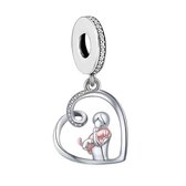 Tracelet - Zilveren bedels - Bedel hond en baasje - Hart bedel charm - 925 Sterling Zilver - Pandora compatible - Met 925 Zilver Certificaat - In Leuke cadeauverpakking