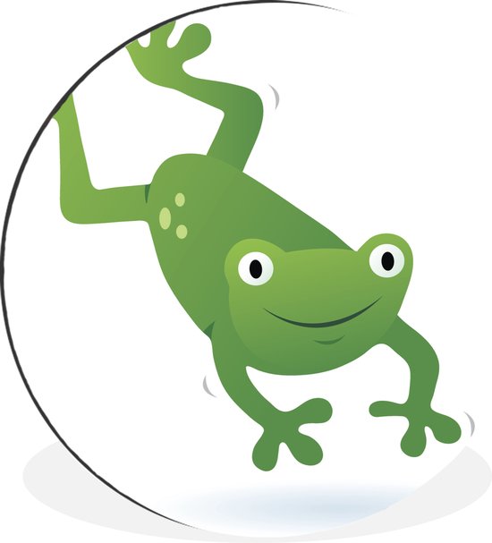 WallCircle - Wandcirkel - Muurcirkel - Kikker - Wit - Dieren - Aluminium - Dibond - ⌀ 60 cm - Binnen en Buiten