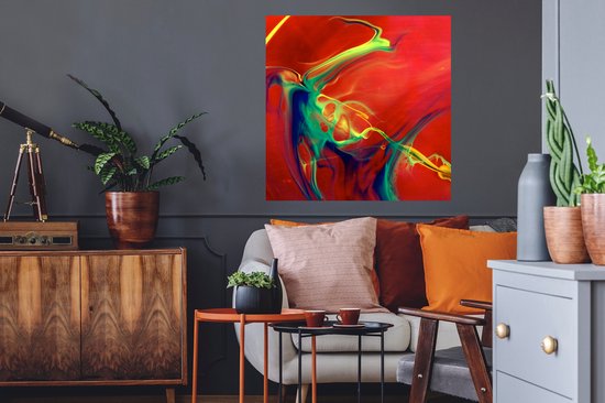 Stickers muraux - Art - Encre - Couleurs - Psychédélique - 80x80 cm - Film Adhésif