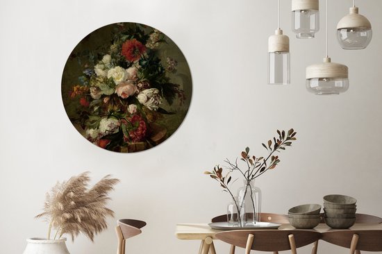 Cercle mural - Cercle mural - Nature morte aux fleurs - Peinture de Harmanus Uppink - Aluminium - ⌀ 90 cm - Intérieur et extérieur