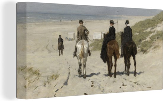Canvas Schilderij Morgenrit langs het strand - Schilderij van Anton Mauve - 80x40 cm - Wanddecoratie