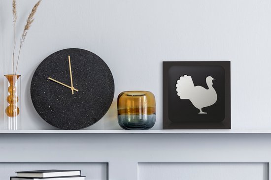 Une illustration d'une dinde sur une toile de fond noir 20x20 cm - petit - Tirage photo sur toile (Décoration murale salon / chambre) / Animaux sauvages Peintures sur toile
