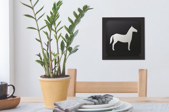 Une illustration d'un cheval sur une toile de fond noir 20x20 cm - petit - Tirage photo sur toile (Décoration murale salon / chambre) / Animaux sauvages Peintures sur toile