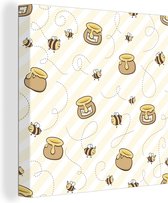 Une illustration des abeilles et des pots de miel toile 50x50 cm - impression photo sur toile peinture Décoration murale salon / chambre à coucher) / Animaux sauvages Peintures Toile